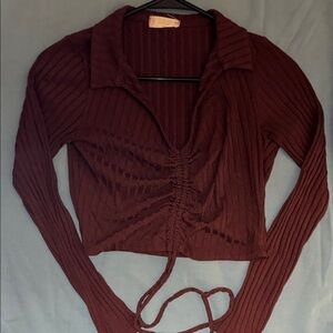 Altar'd State Burgundy Ruched Blouse